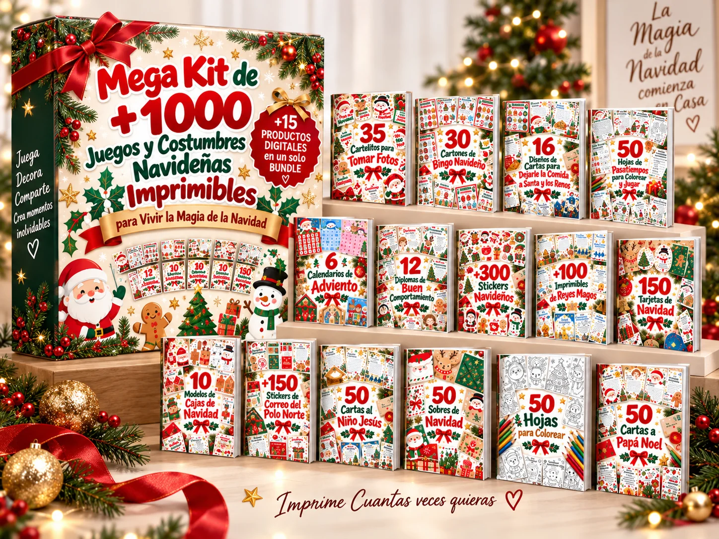 Colección completa de imprimibles navideños del Mega Kit